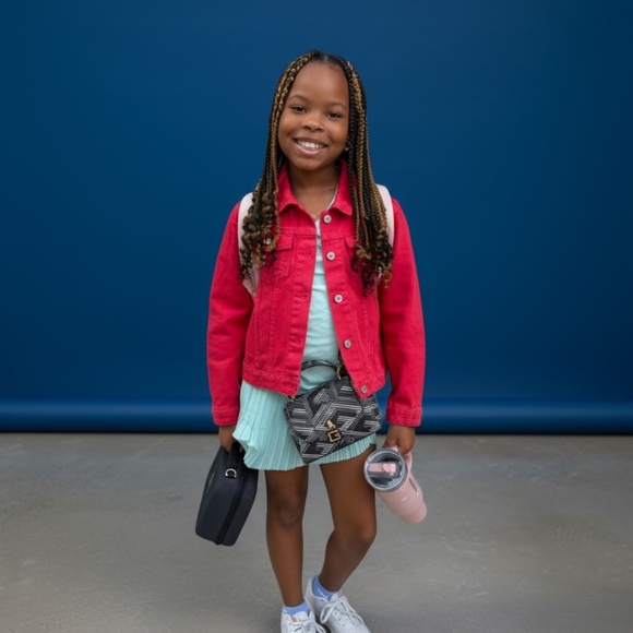 Red Blue Jean Jacket for Youth - Picture 5 of 5